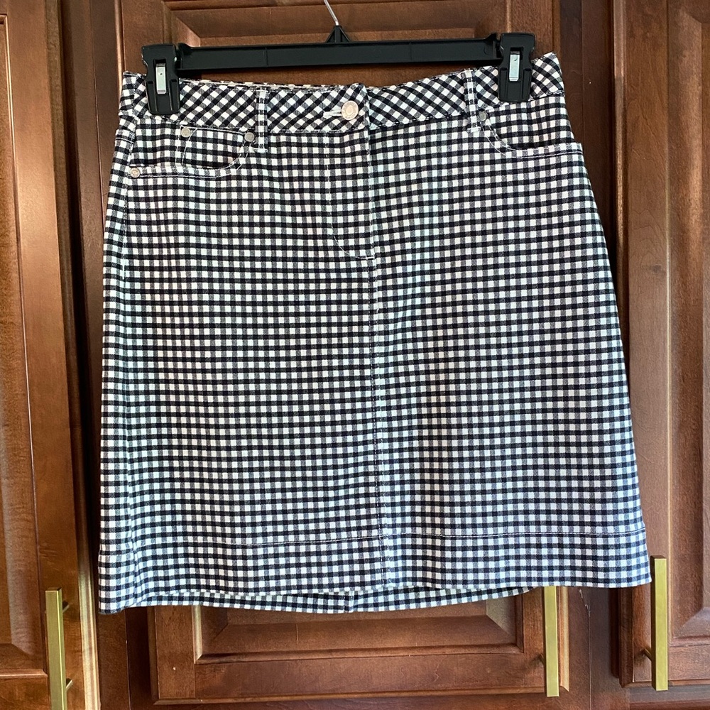 Talbots Black and White Checkered A-Line Mini Skirt Size 6 Petite